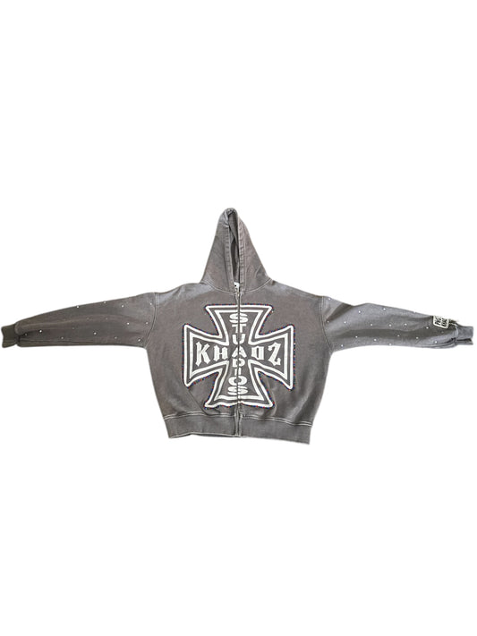 GRAY “KHAOZ CROSS” HOODIE